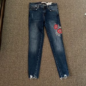 Zara floral jeans